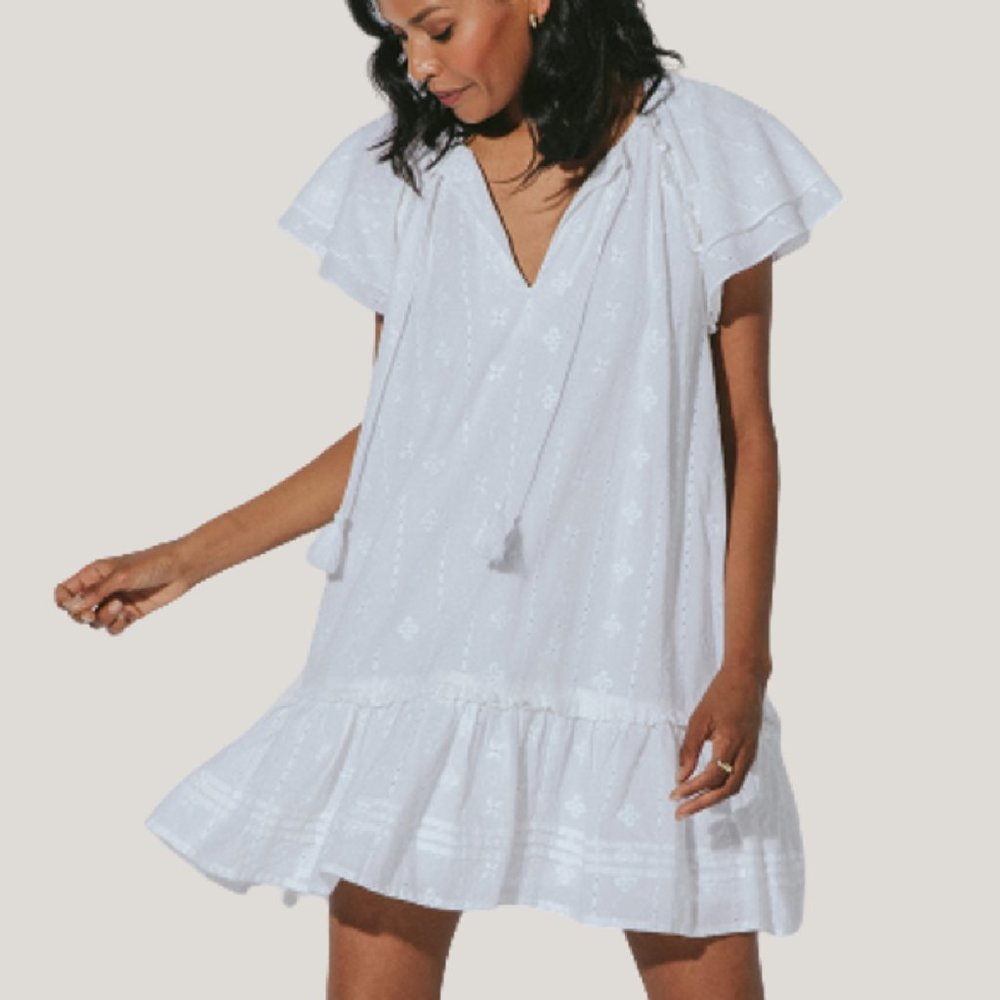 Cleobella April Mini Dress -- White Eyelet Dress